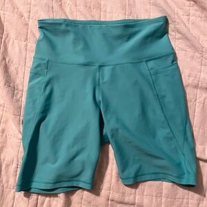 Women's Teal High-Waisted Old Navy PowerSoft Biker Shorts 6 inch inseam